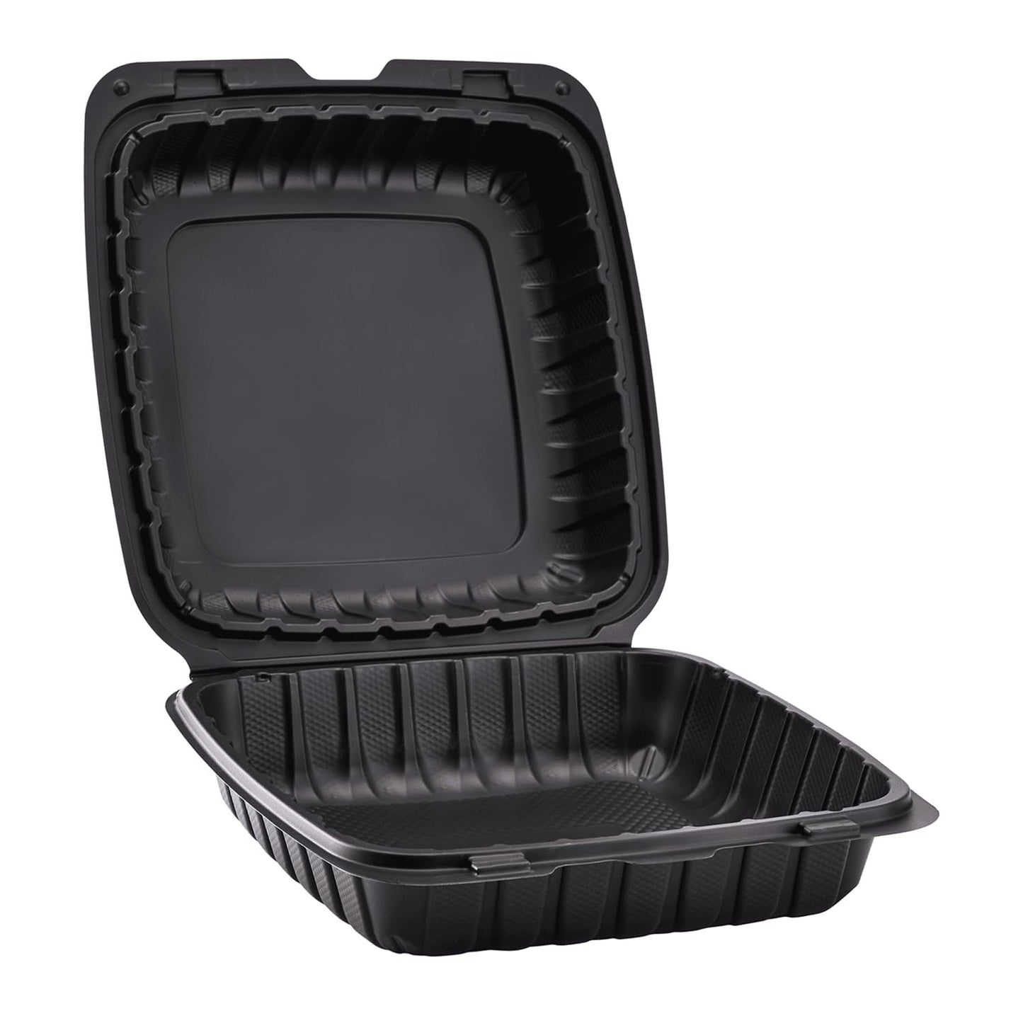 KARAT EARTH Clamshell Take Out Food Containers [9"x9" - 120 ct] To Go Containers | Microwavable, Freezer Safe, Soak-Resistant, Durable, Stackable | Vented for Hot/Cold Foods, Black