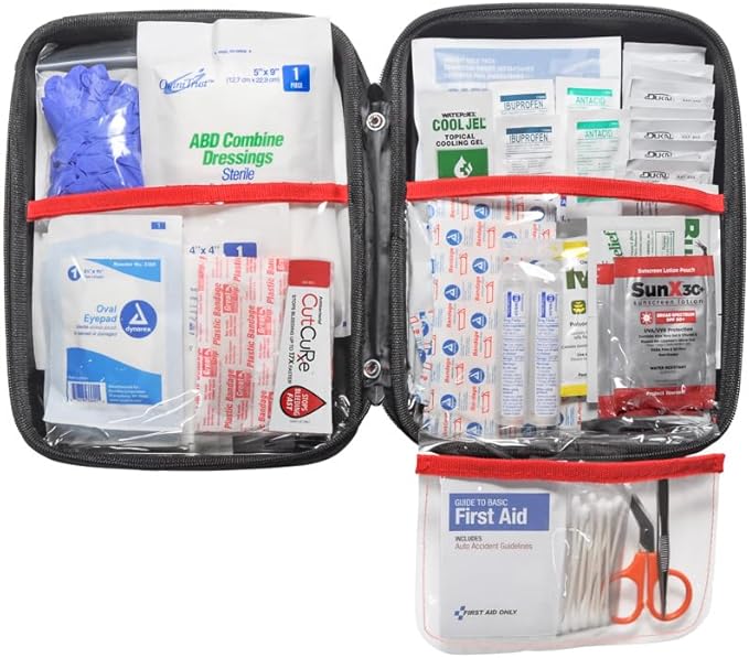 MFASCO Home Auto & Outdoor First Aid Kit Durable EVA Case - Great for Families, Students - Outdoor Emergency Supplies, Cle...