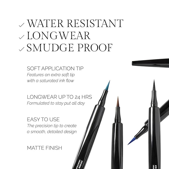OFIR Eye Edge Liquid Eyeliner Pen | Water and Smudge Proof | Long Lasting Matte Finish, Soft Tip with Bold Pigment | Cruelty Free Formula | Brown Eyeliner for Women | Carob - Rich Brown | 0.04 Fl Oz