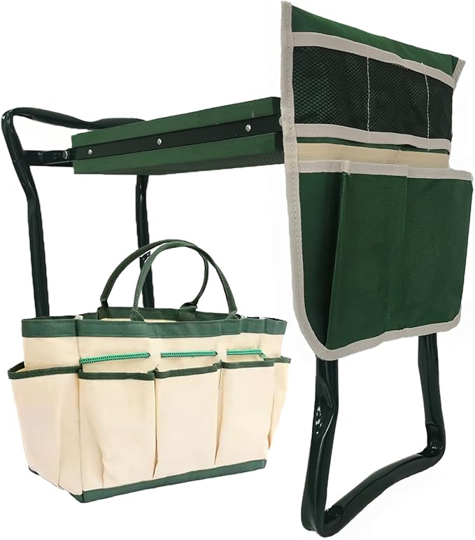 CNHZ FLOURISH Garden Kneeler and Seat Heavy Duty - Foldable Kneeling Stool with Large Tool Pouch & Storage Bag, Space-Saving, Ideal Gift for Gardeners, Seniors & Parents