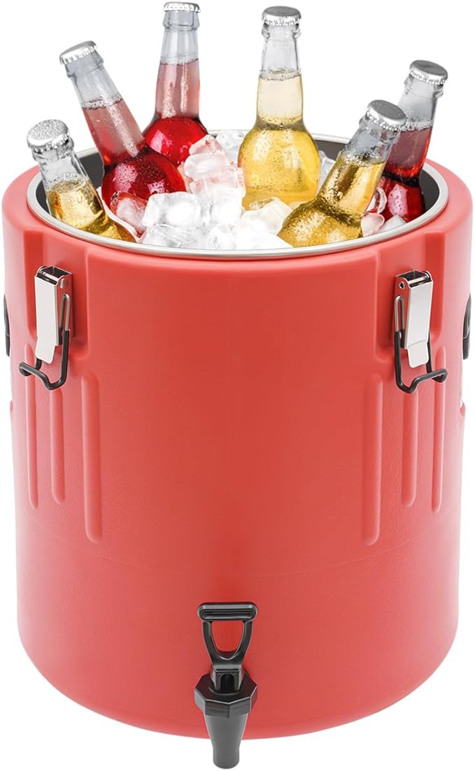 10.57 Gal Insulated Beverage Dispenser with Faucet & Locking Clips, Stainless Steel Large Capacity Insulated Container for...