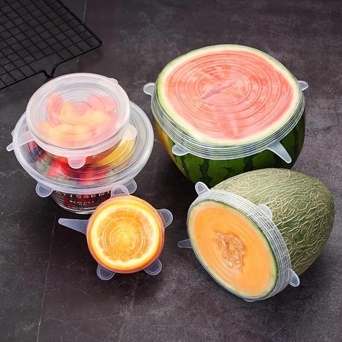 Silicone Stretch Lids Set, 6 Sizes, Reusable Food Storage Covers for Bowls, Fruits and Containers (blue, 6PCS)