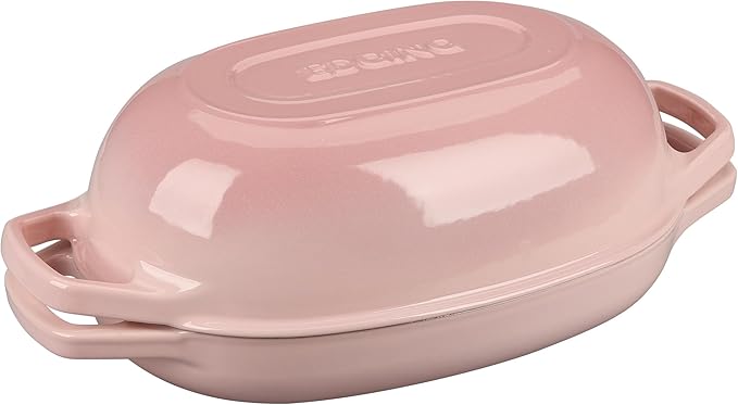 Enameled Cast Iron Oval Dutch Oven Pot with Lid, Dutch Oven for Sourdough Bread Baking, Oval Bread Pan, Bread Oven, Bread Dutch Oven, 5qt, Pink