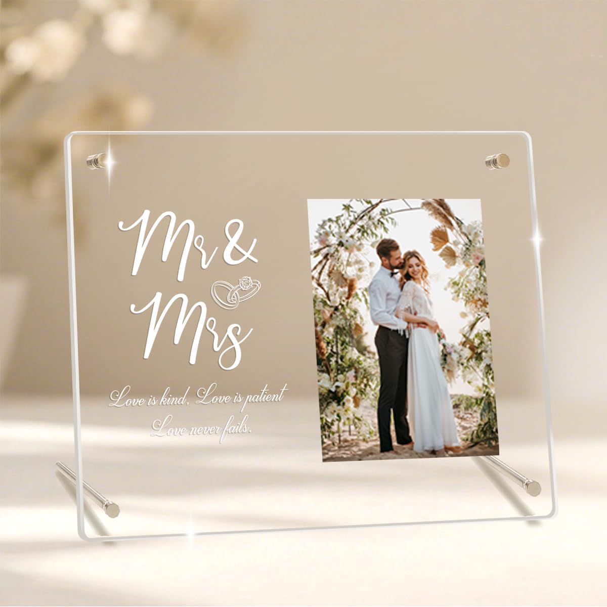 Wedding Picture Frame, Wedding gifts for couples 2025, Wedding Gifts for Newlyweds, Bridal Shower Gift, Mr and Mrs Photo Frame Gift, Personalized Keepsake Engaged Frame Bedroom Acrylic Decor
