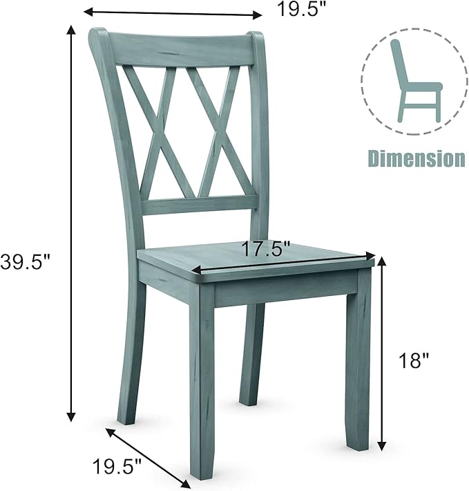 Giantex Set of 4 Dining Chairs, Rubber Wood Dining Room Chair, Farmhouse Dining Side Chairs, Max Load 400 Lbs, Wooden Kitchen Chairs for Home Kitchen, Dining Room