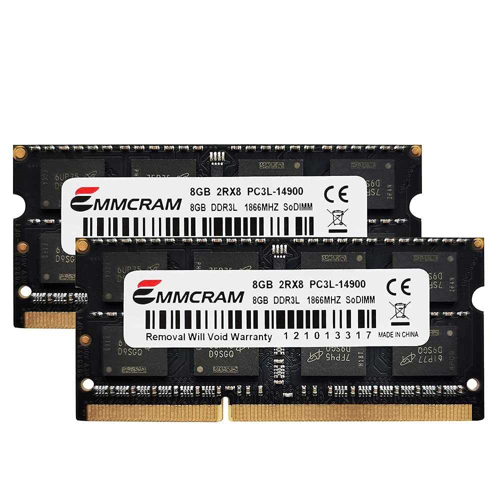 EMMCRAM 16GB(8GBx2) PC3L-14900S DDR3L Laptop RAM DDR3 1866MHz 1867mhz SODIMM 1.35V Non-ECC Unbuffered 204Pin Notebook Memory-New