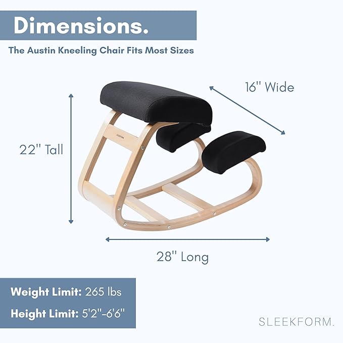 Sleekform Austin Kneeling Chair - Home Office Ergonomic Computer Desk Stool For Active Sitting