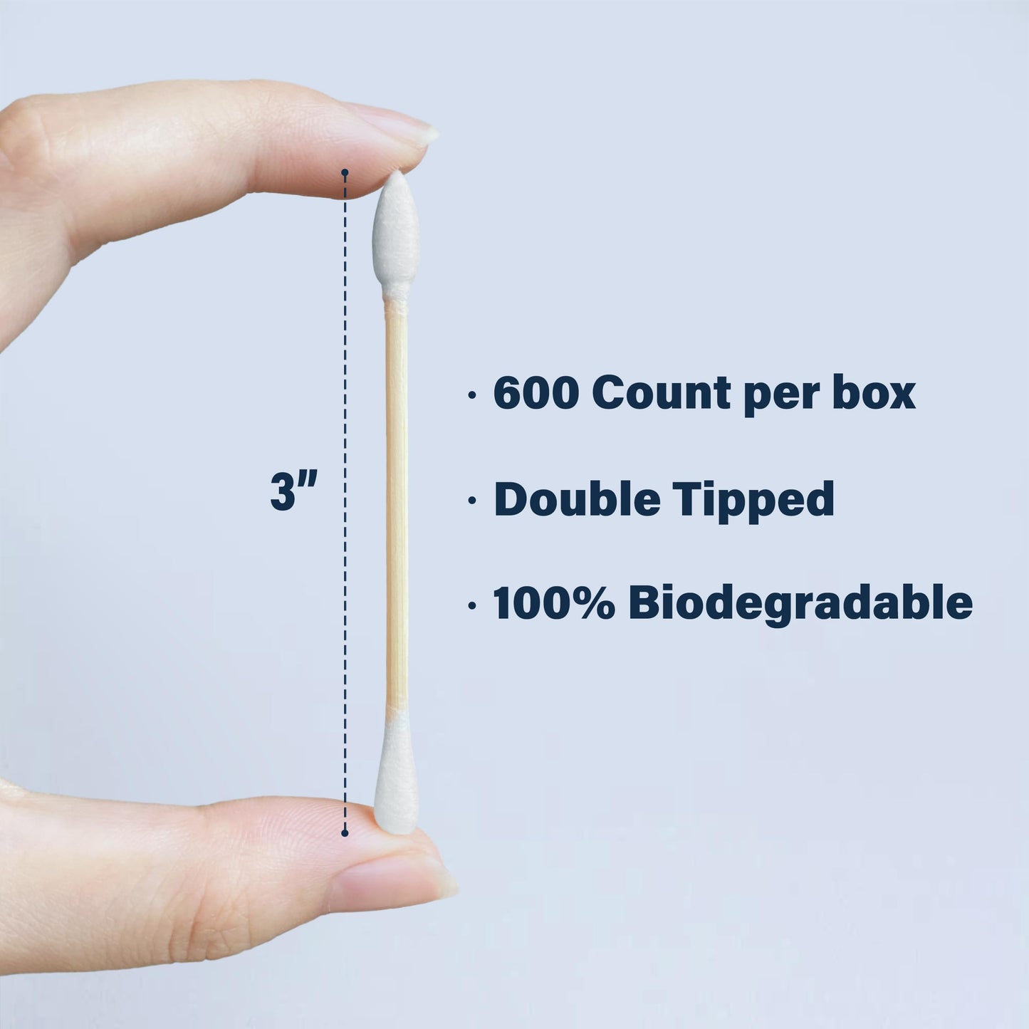 WOWOTEX Bamboo Cotton Swabs 2400 Count/4 Box, One Pointed Tip and One Rounded Tip, Biodegradable Cotton Buds with Organic Bamboo