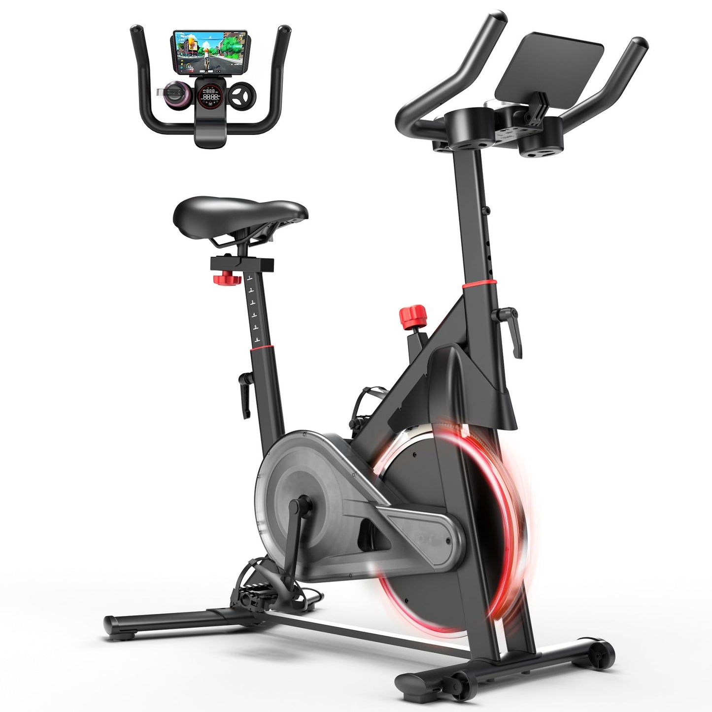 Lacuffy Indoor Cycling Bike - 32-Level Magnetic Resistance Stationary Exercise Bike with Adjustable Seat & Handlebars, Silent Belt Drive for Home Cardio (Fits Users 5'1" to 5'11", 300lbs Capacity)