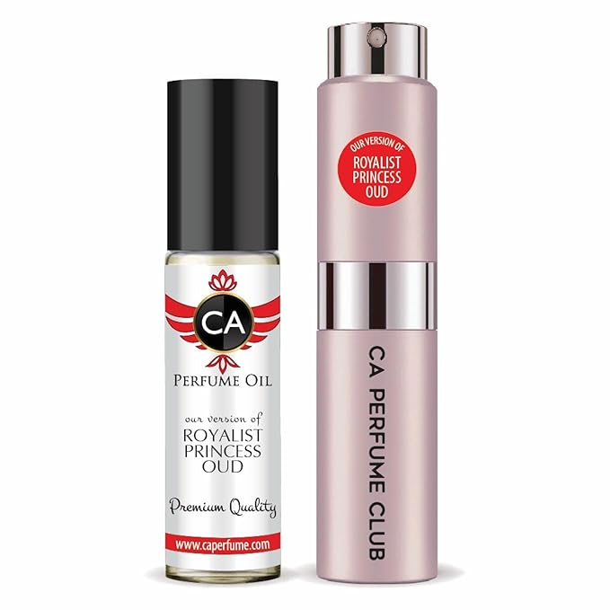 CA Perfume Duo Impression of Royalist Princess Oud For Women Perfume Layering Set Long Lasting Travel Size EDP + Body Oil Roll-On Bottle 0.27 Fl Oz+0.33 Fl Oz