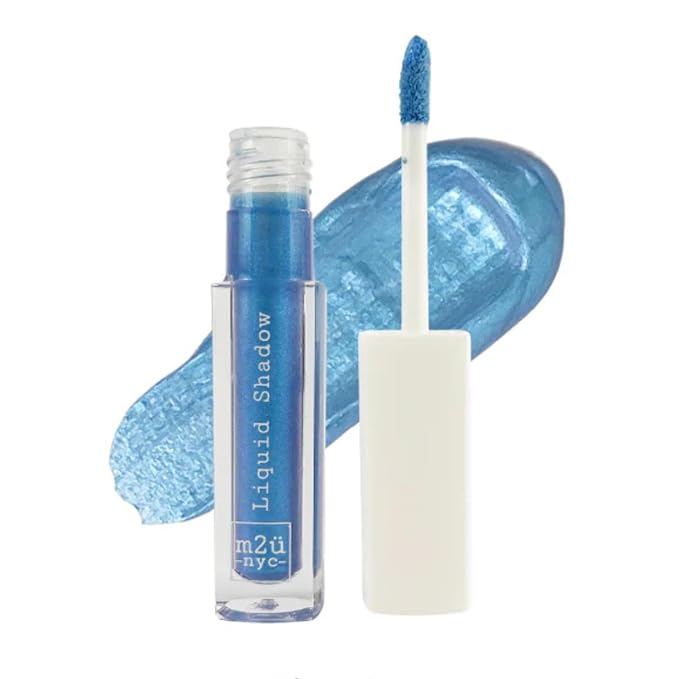 M2U NYC Silver Blue Shimmer Liquid Eyeshadow – Quick Drying Liquid Eye Shadow with One Swipe Pigment Coverage – Long Lasting, Buildable & Blendable Crease Proof Formula – Shimmer Finish