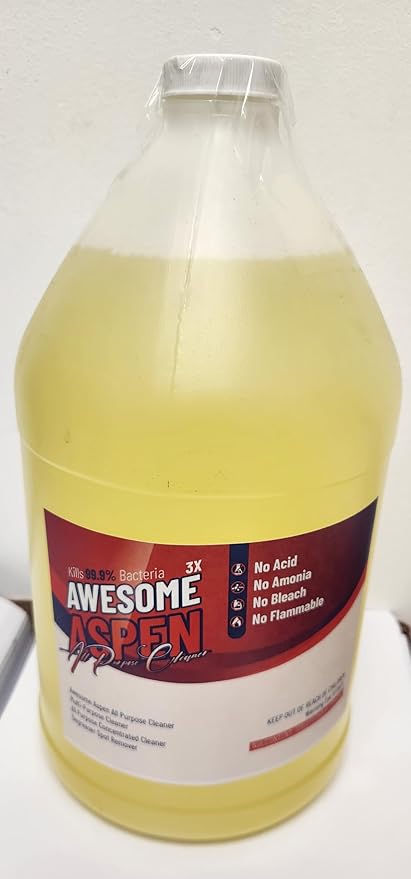 Aspen Awesome All Purpose Cleaner, 4-Pack (128 oz Each) – Concentrated Formula, Degreaser, and Multipurpose Cleaner – Heavy Duty Bulk Cleaning Supplies for Home, Auto, Kitchen & Business