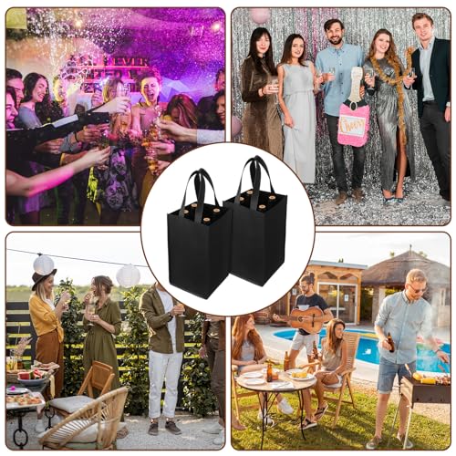Prasacco 2 Pcs Wine Tote Bag 4 Bottles Wine Bottle Carrier with Extra Bottom Padding Bottle Gift Bags Glass Carrier for Tr...