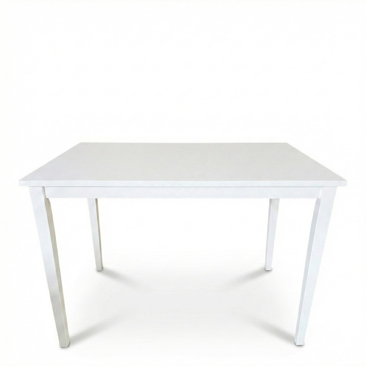 Modern 43.3 Inch Rectangular Dining Table, White Finish Solid Rubberwood