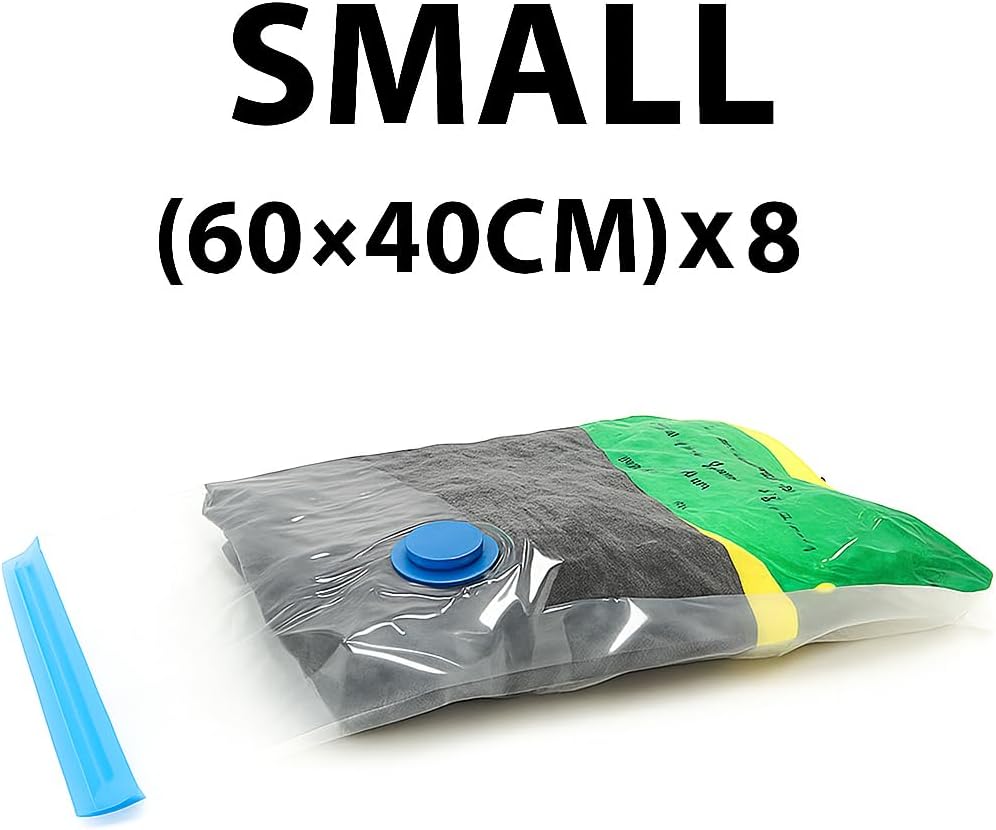 Vacuum Storage Bags for Travel and Home,Space Saver Bags for Clothes,(with Hand Pump, Large, 8-Pack 40 * 60)