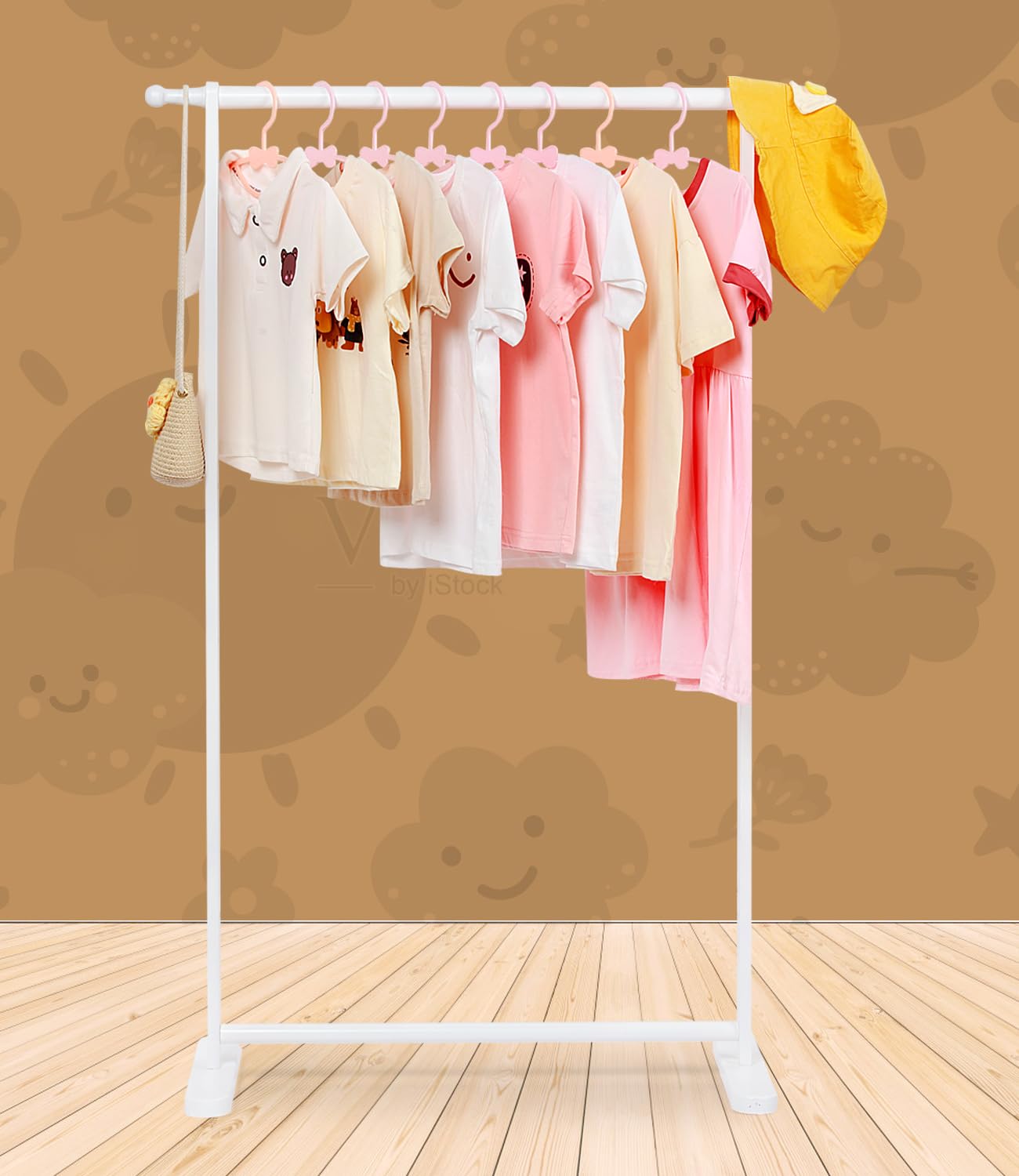 Relquorax Bamboo Kids Clothing Rack, Child Dress Up Rack, Clothing OrganizerRack, Small GarmentRack, Perfect for Costumes and Accessories (White)