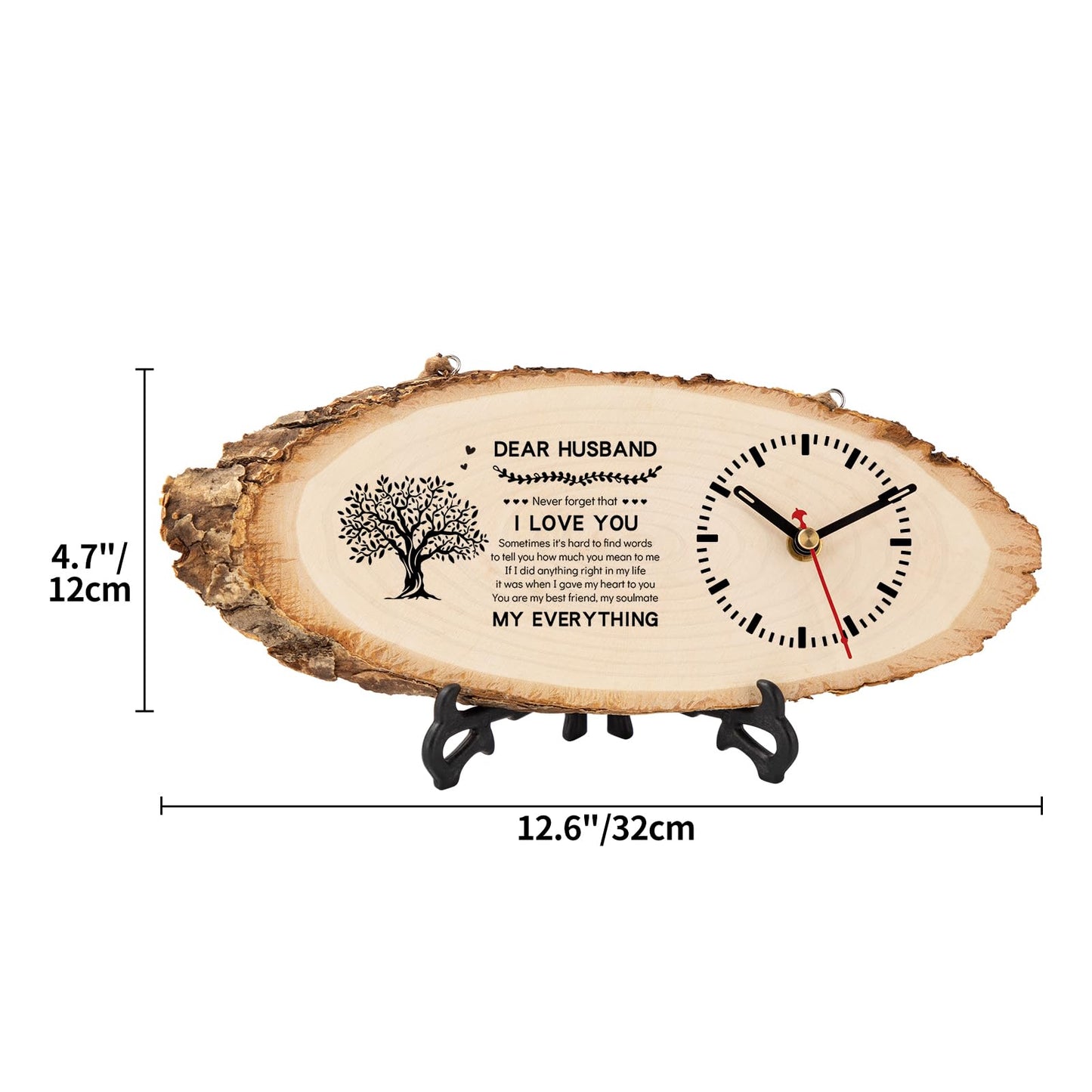 BeauGift Husband Birthday Gift, Wooden Clock Gifts for Husband, Husband Birthday Present from Wife, Anniversary Clock Gift Valentine's Day for Him Office Home Decor