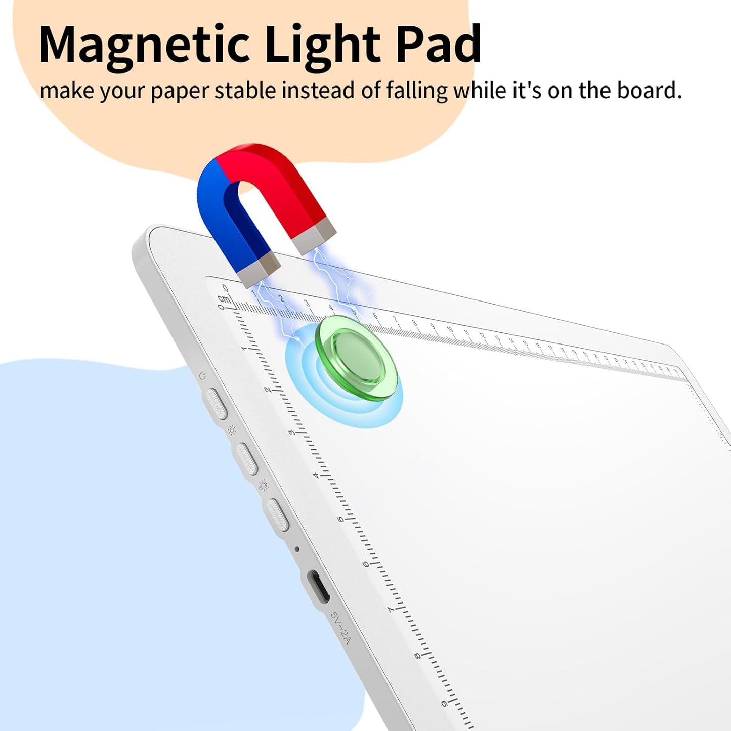 Elice Magnetic A3 Light Board for Diamond Painting, Ultra-Thin Tracing LED Light Box with Side Buttons, Super Bright Diamond Art Light Pad, Light Table for Drawing, Sketching, Weeding Vinyl - White
