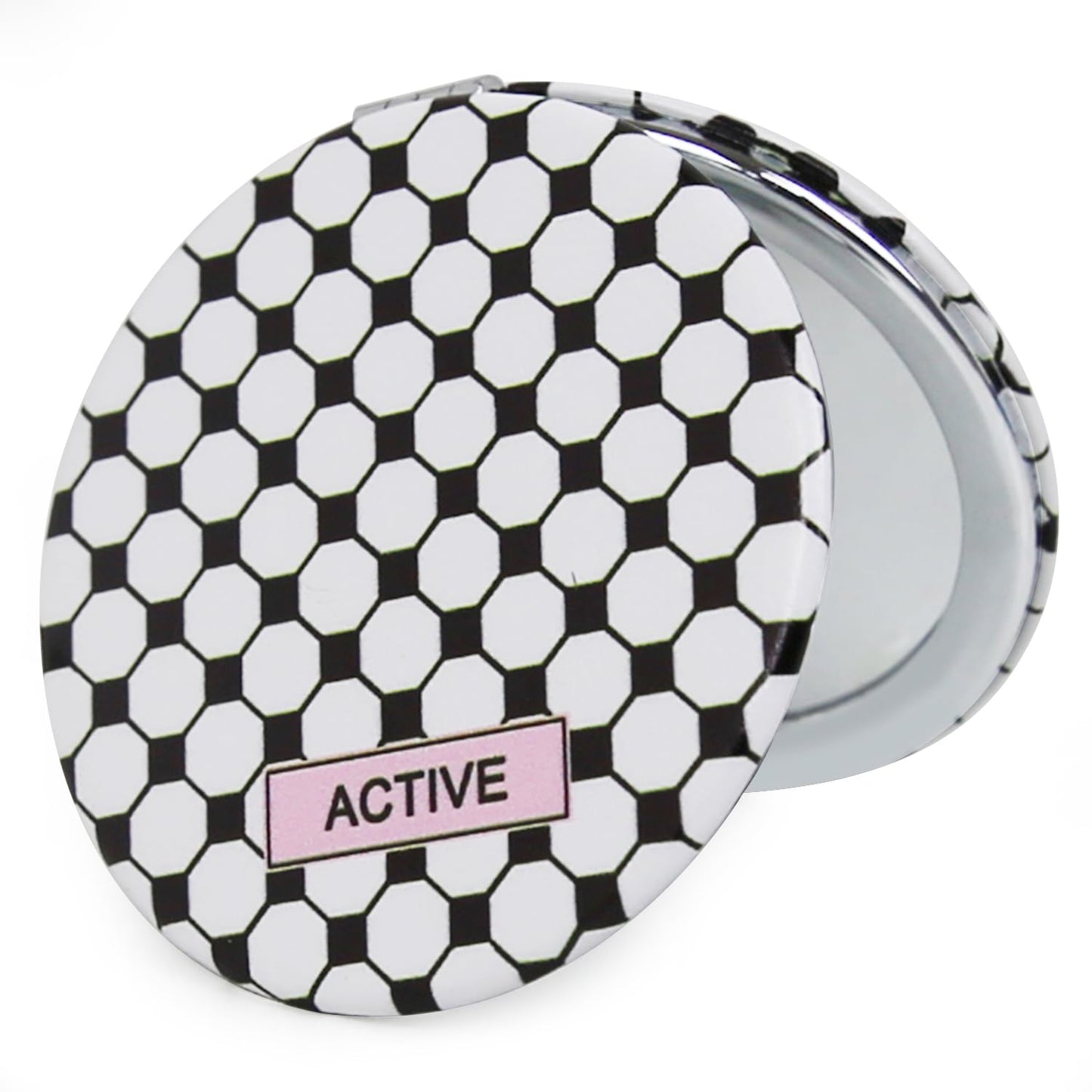 PDOZV Cheap Small Compact Mirror, Round 2.8    Metal Frame PU ClothLines Style Double Sided Mini Magnifying 1X/3X Mirror for Pur