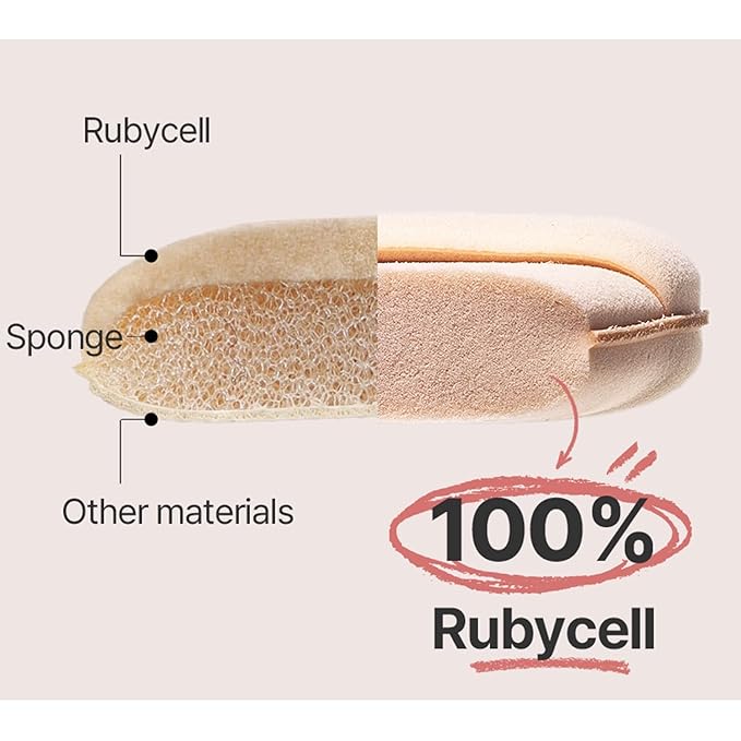 THE TOOL LAB Long-lasting Tension Puff (Glow type, Oval) - Korean Olive Young Makeup Puff Sponge for Liquid Foundation Cushion Shading Blusher, 100% Pure Rubycell for Moisterizing Fitting - 2.6 inch