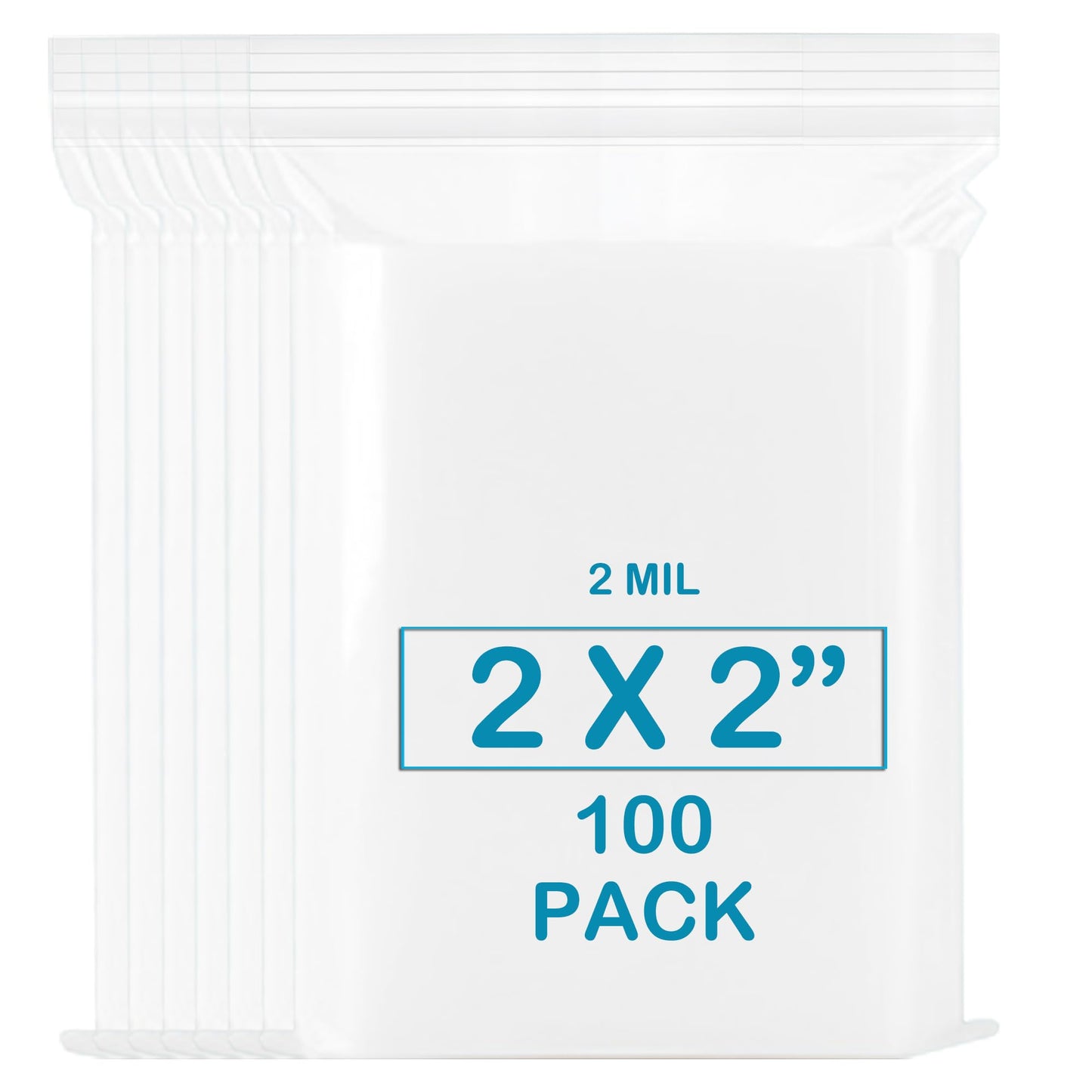 2''X 2'' (Pack of 100) 2 Mil Thick Clear Reclosable Small Zip Plastic Poly Bags With Resealable Lock Seal Zipper for Photo, Jewelry, Bakery, Treats, Travel, Storage, Packaging & Shipping
