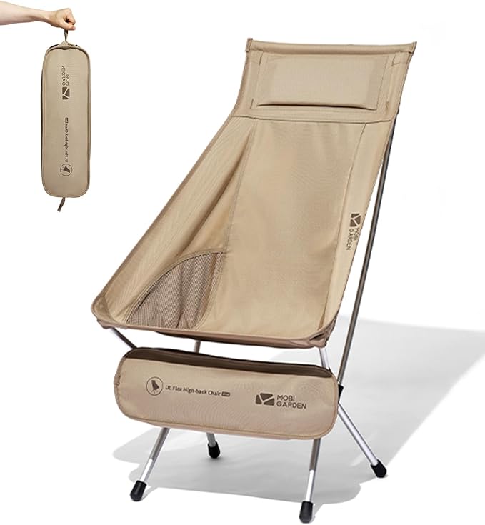 MOBI GARDEN High Back Camping Chair, Ultralight Hiking Chair with 7075 Aluminum Frame, Portable Lawn Chair with Breathable...