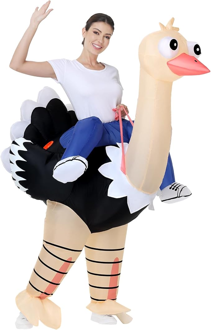 Poptrend Inflatable Ostrich Costume for Adults, Funny Halloween Blow-Up Costume for Men Women Cosplay Party Riding Animals...