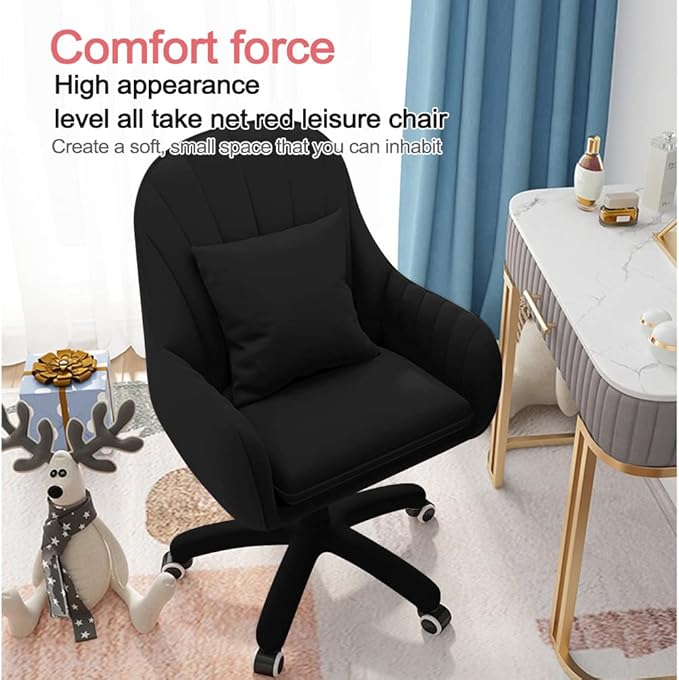 XUEGW Home Office Chair Computer Chair with Mid-Back Upholstered Modern Tufted Computer Task Chair Swivel Height Adjustable Velvet Accent Chair Suitable for Bedroom, Study