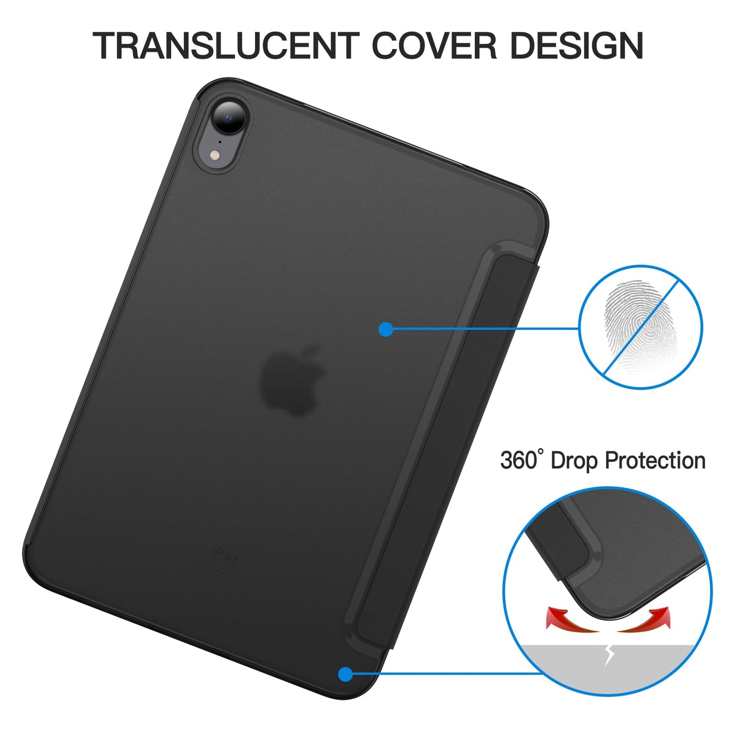 Jetech Case For Ipad Mini (A17 Pro, 2024 Model, 7Th Generation) / Mini 6 (2021 Model, 6Th Generation), Slim Stand Hard Back Shel