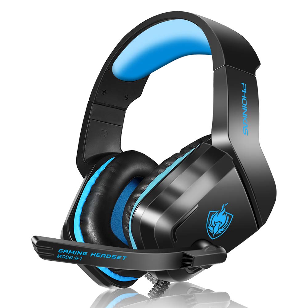 PHOINIKAS Gaming Headset, PS5 Headset for PS4, Xbox One, PC, Laptop, Switch, Over Ear Gaming Headphones Noise-Cancelling Mic, Ba