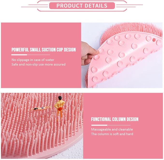 Silicone Shower Foot Scrubber Mat, 2025 New Shower Foot Back Scrubber Massage Pad Back Cleaning Pad, Upgrade Shower Foot Scrubber Mat with Non-Slip Suction Cups Back Bath (Green)