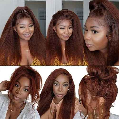 Condescension Bundles Human Hair 20 22 24" Inch Chocolate Brown Yaki Wave Human Hair Bundles Brazilian Virgin Remy Medium Brown Soft and Silky Hair Extensions