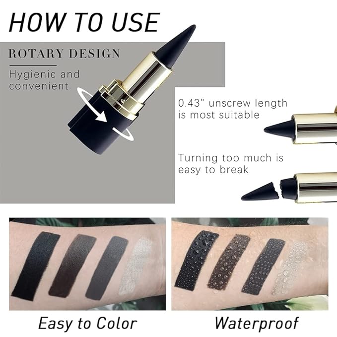 evpct 4Pcs Black Silver Grey Brown Gel Eyeliner Pencil Eye Face Paint Sticks Makeup Set, Natural Black Gel Eyeliner Cream Waterproof Crayon Pencils Applicator Tool