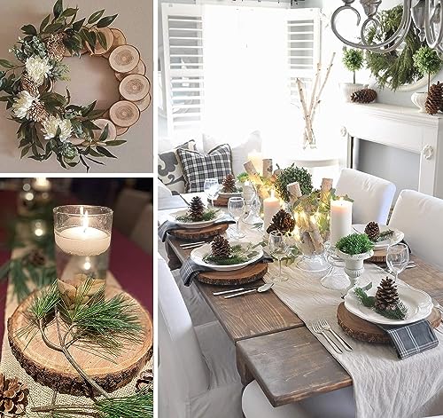 Unfinished Wood Slices for centerpieces 18 PCS 5.1-5.5 Inch,Round Wooden Discs with Tree Bark,Wood Cookies Circles for Cra...
