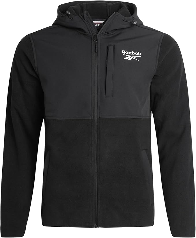 Reebok Mens Fleece Jacket - Lightweight Polar Fleece Zip Up Winter Jackets for Men - Gym Workout Running Outdoor Mens Jacket