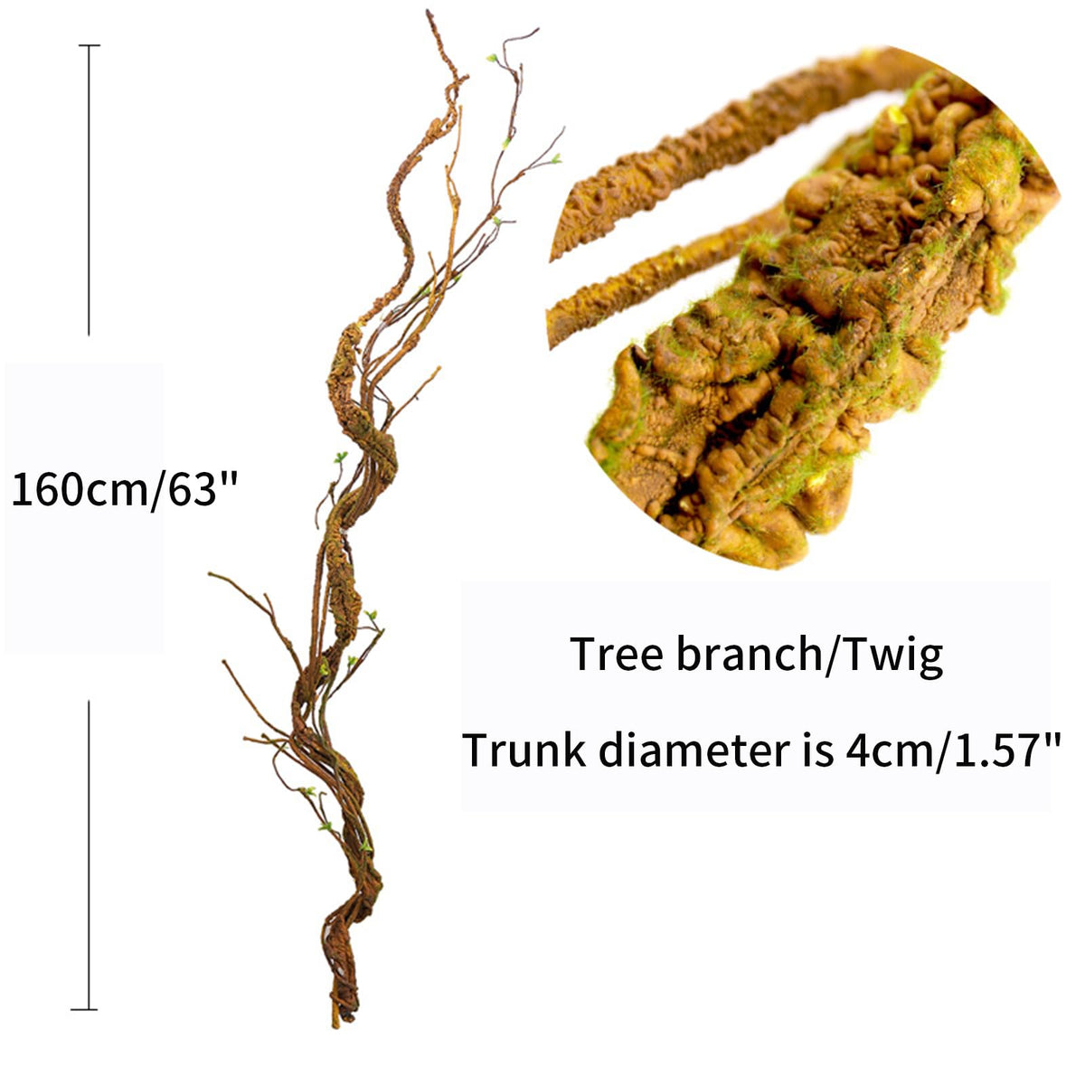 CONGZHANHH 1Pcs 63in Wall Hanging Artificial Plants Tree Trunk Fake Cherry Tree Branches Rattan Liana Cane Vine for Wedding Outdoor Garden Home Living Room Christmas Decoration
