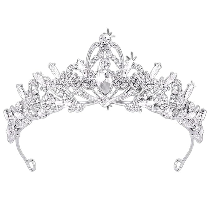 ANBALA Tiara Crystal Crown Silver Tiaras for Women Princess Crown for Women Girls Crowns for Birthda, Halloween, Wedding P...