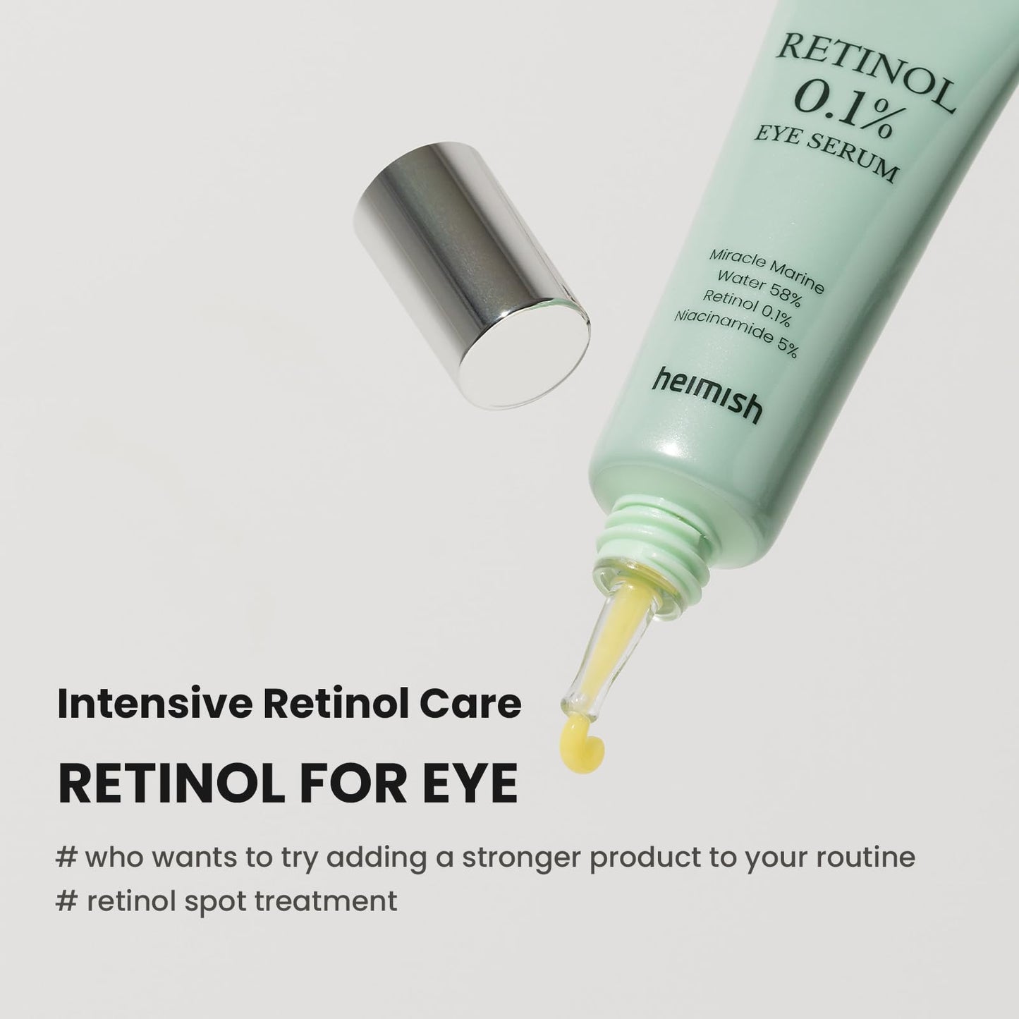HEIMISH Marine Care Retinol 0.1% Eye Serum - Anti Aging Serum, Eye Serum for Firming, Anti Wrinkle, Skin Elasticity, Hydrating w