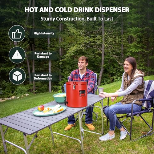 Carivia 8 Gal Insulated Beverage Dispenser, Commercial Cold & Hot Drink Dispenser with 304 Stainless Steel Interior and Sp...