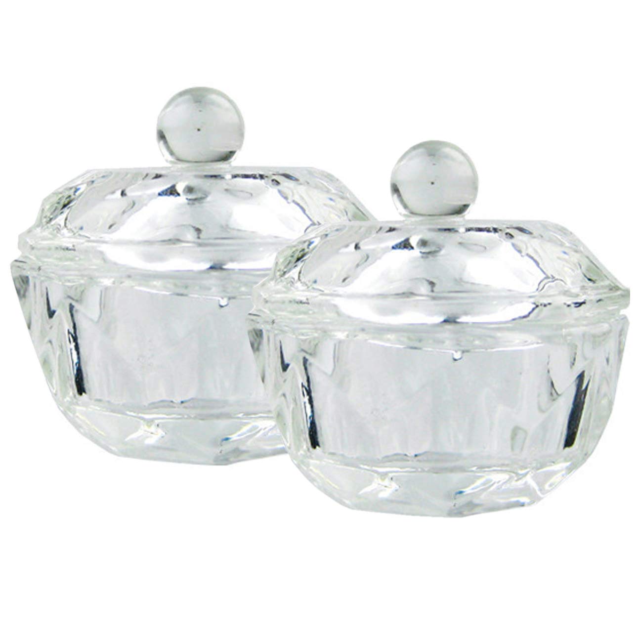 mollensiuer 2Pcs Clear Nail Art Acrylic Liquid Powder Dappen Dish Bowl Glass Crystal Cup Glassware with Lid for Nail Art Manicur