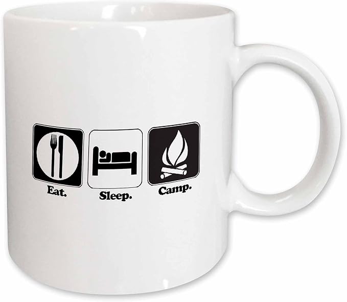 3dRose Funny Hobby Lifestyle Design Eat Sleep Camp 11oz Mug