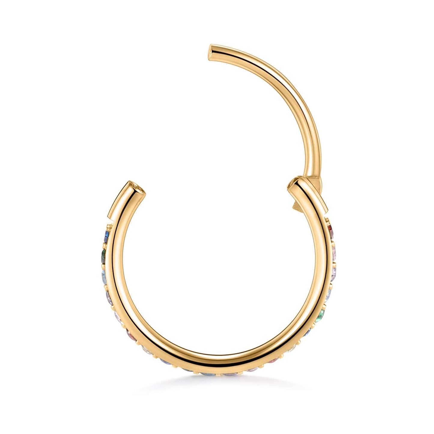 FUNLMO 18G Conch Piercing Jewelry Hoop Earring - Surgical Steel Daith Cartilage Ear Lobe Piercing - 12mm Gold Nose Rings Rainbow