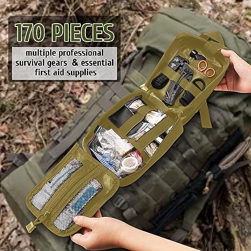 ABPIR Survival Kits, 170 PCS First Aid Kit/Trauma Kit with Essential Survival Gear Emergency Medical Supplies for Hiking C...