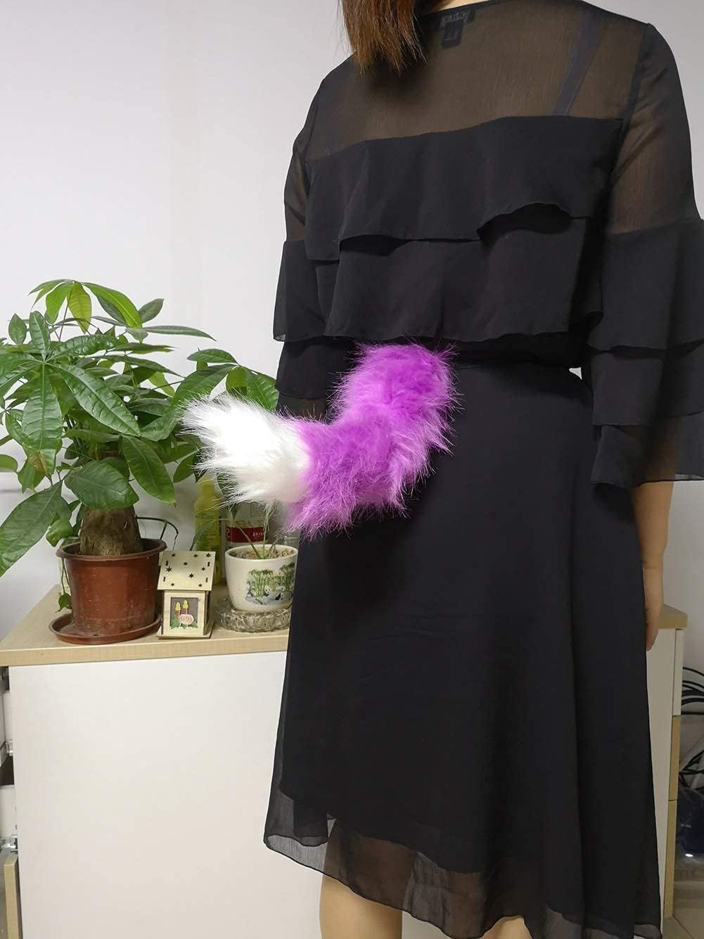 BANLAN Faux Fur Fox Costume Cat Tail Cosplay Halloween Christmas Party Costume One Size, Black