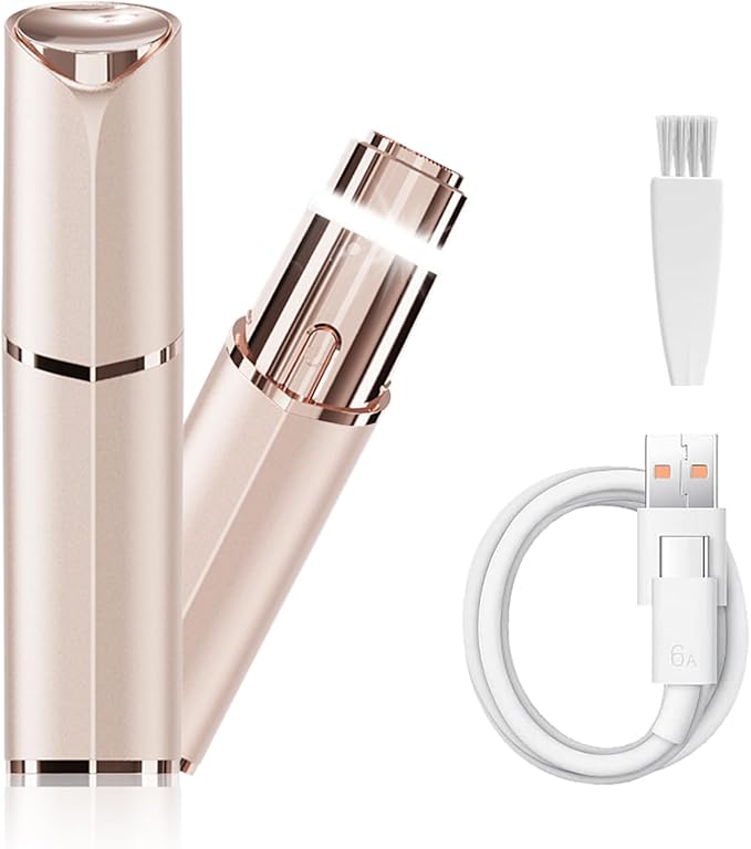 Facial Hair Removal for Women - Electric Face Hair Remover for Peach Fuzz - Rechargeable Lady Shaver Removal Device for Lips Chins Armpits Neck Painless Face Razor with LED Light for Travel