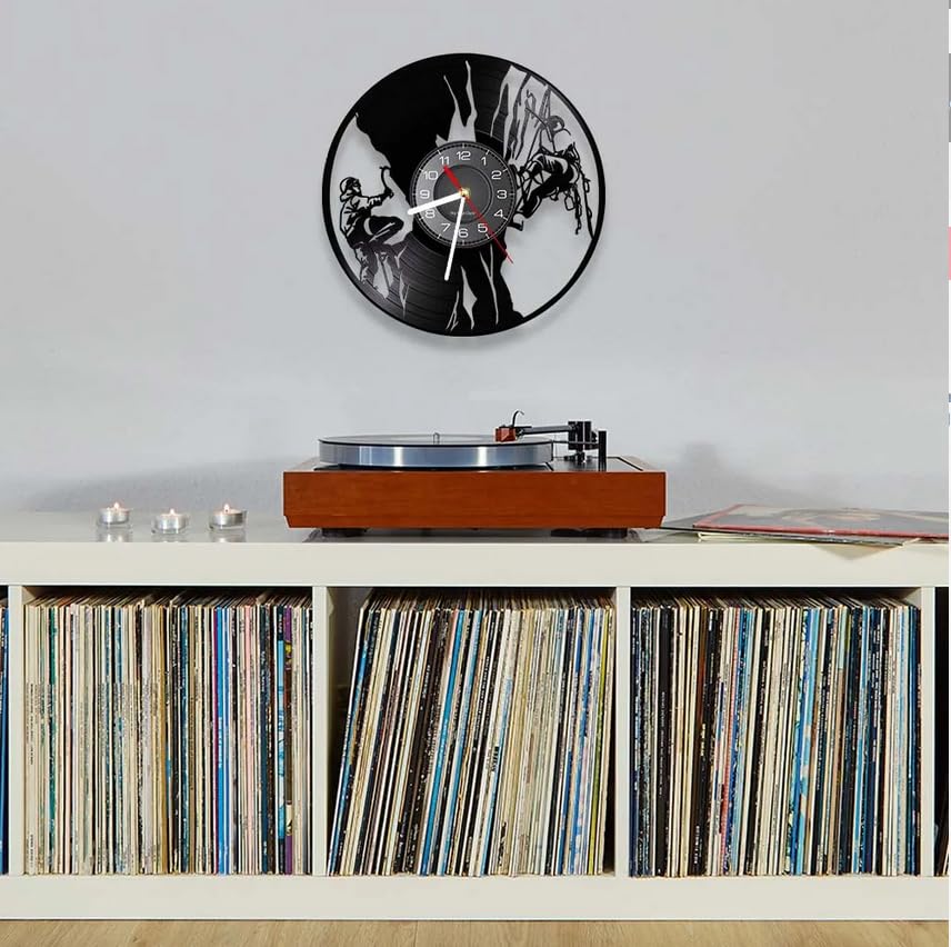XXIN-BNSM 30cm Silent Clock Rock Climbing Vinyl Album Re-Purposed Record Clock Climb Mountain Extreme Outdoor Sports Retro...