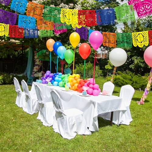 18 FT Cinco De Mayo Party Decorations, 1 Pack Fiesta Banner with 9 Plastic Papel Picado, Colorful Mexican Theme Party Flag...