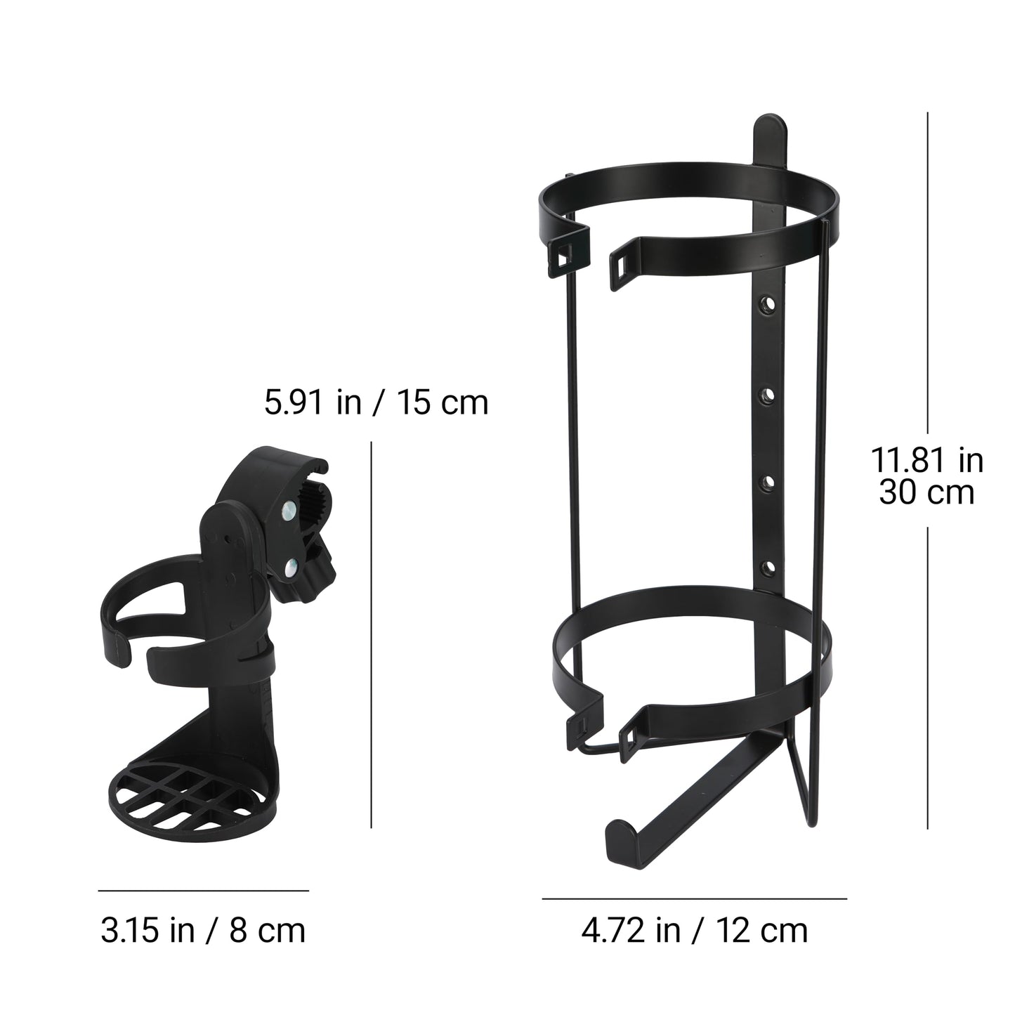 Oxygen Tank Holder for Walker, Rollator & Wheelchair – Fits D & E Size Cylinders – Steel Bracket with Secure Straps – with Cup Holder – Easy Install for 1" or 1 1/8" (25–28.6 mm) Tubes