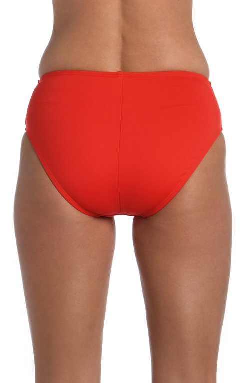La Blanca Womens Island Goddess Banded Mid Waist Swimsuit Bikini Bottoms, Cherry, 6 US