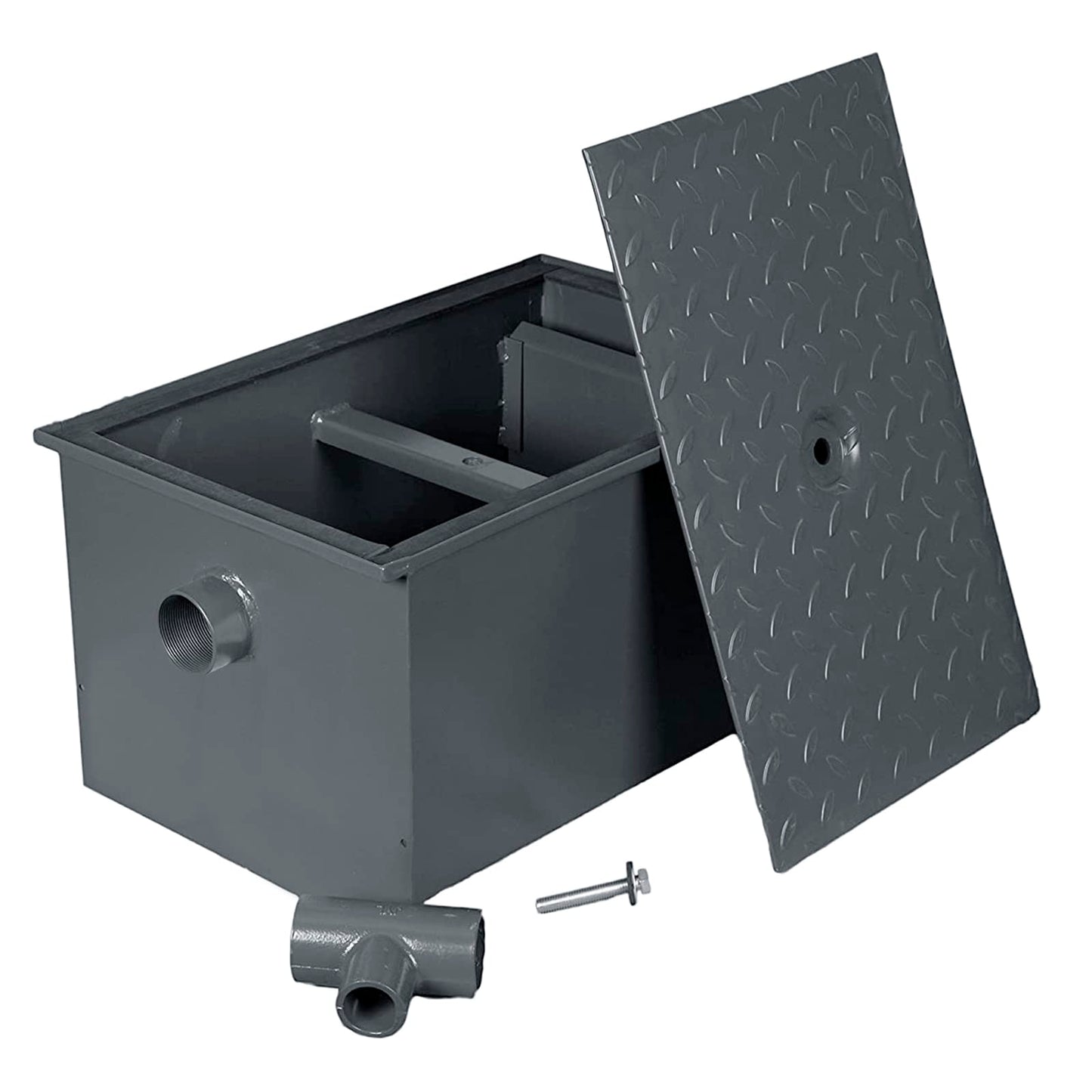 Carbon Steel Grease Trap Interceptor for Restaurant Under Sink Kitchen | PDI Certified (40 LB)